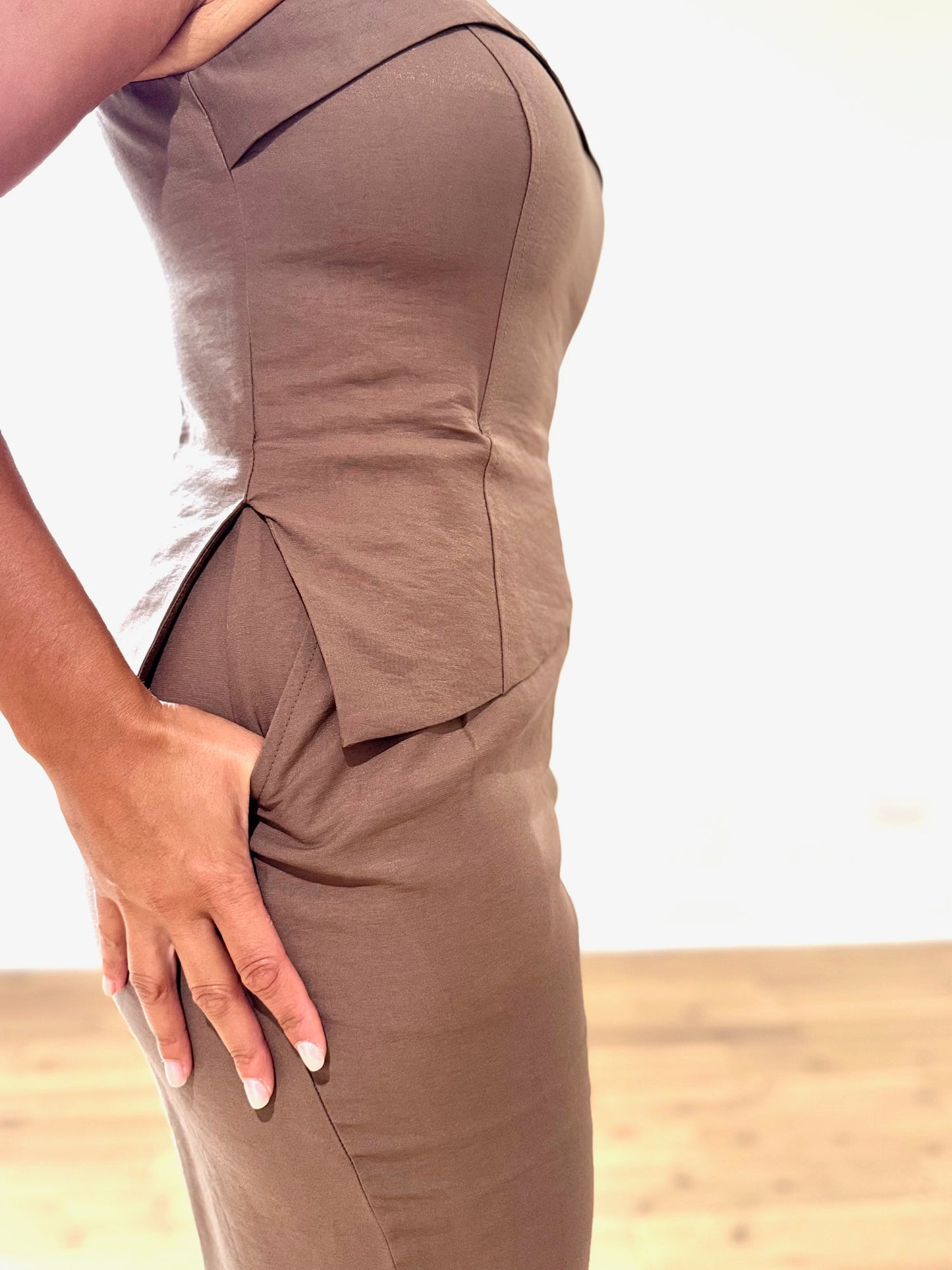 Asymmetric Jumpsuit with Flap Detail – Cappuccino