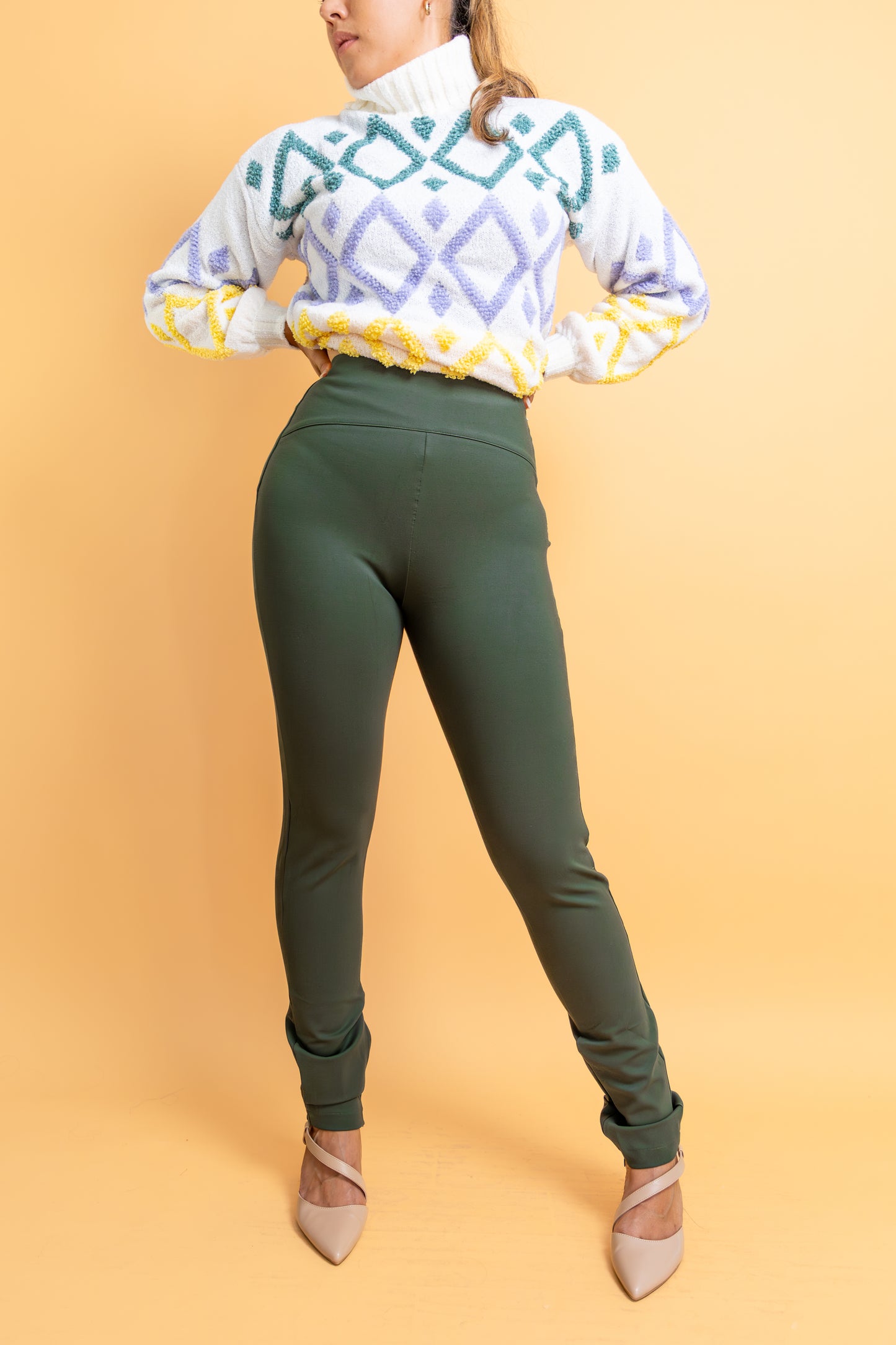 High-Compression Skinny Pants with Side & Ankle Zipper