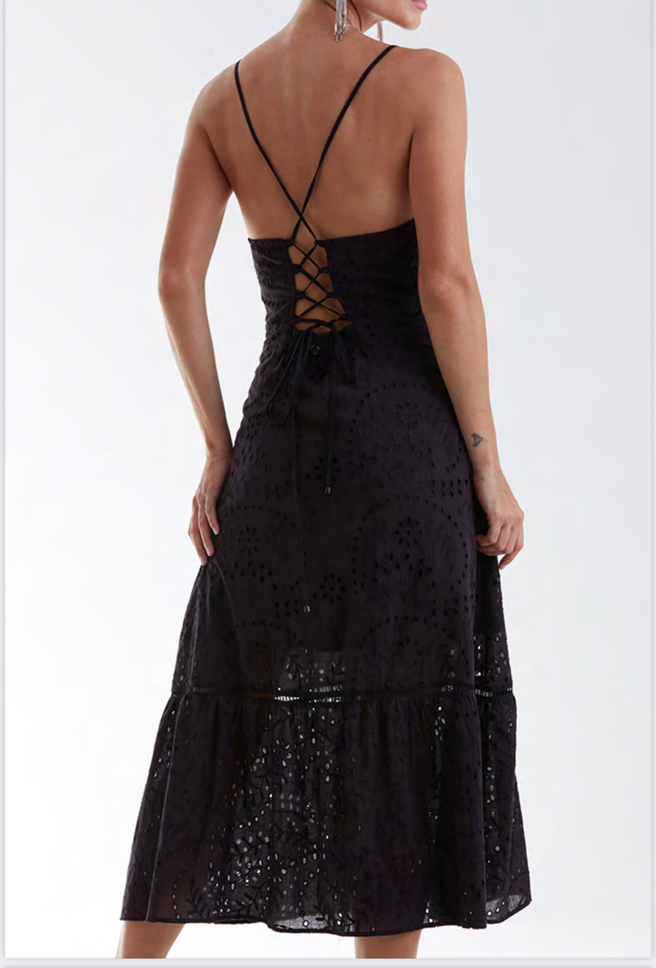 Midnight Bloom Eyelet Dress