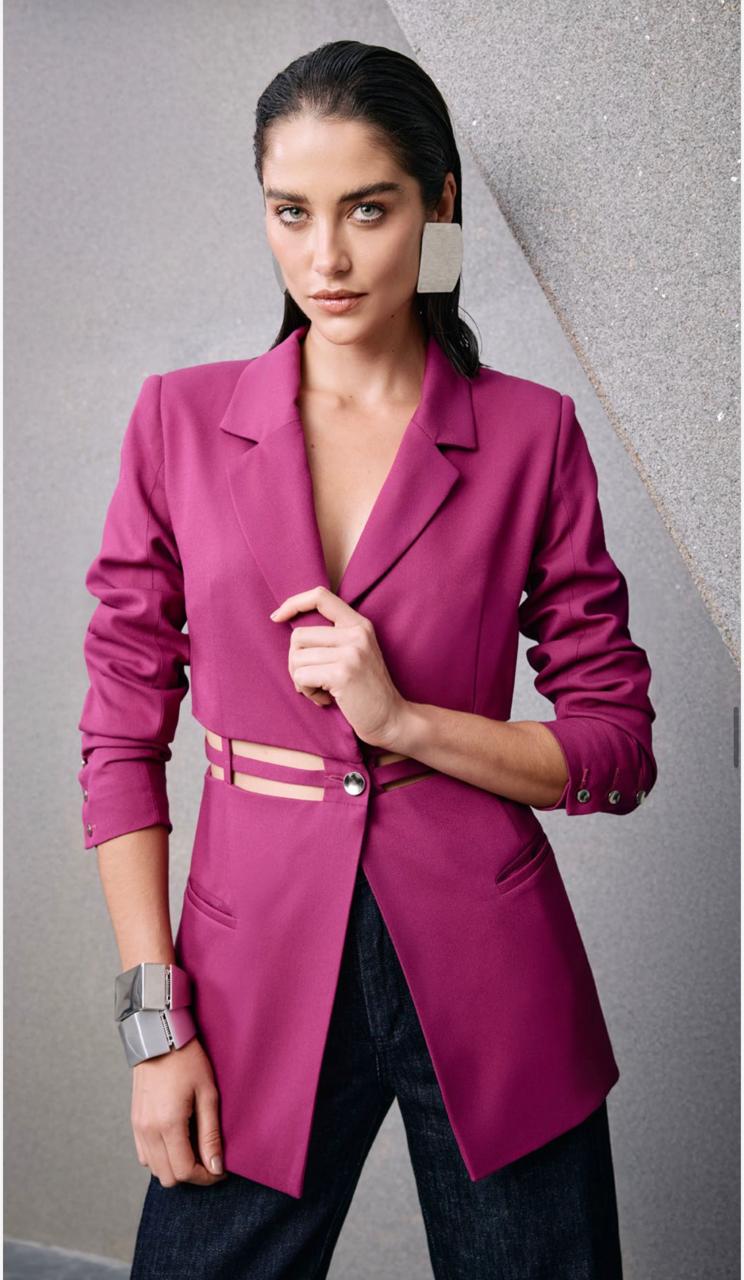 Berry Cutout Tailored Blazer