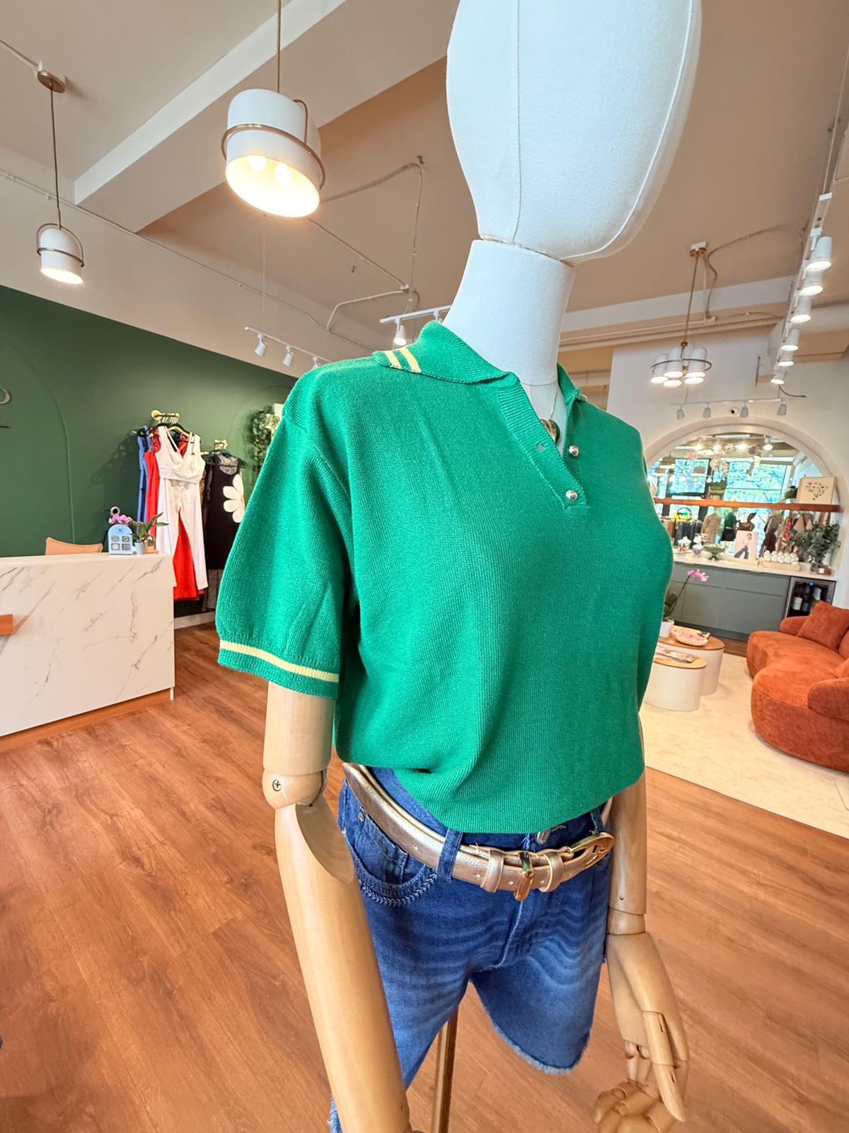 Modal Polo Top – Emerald Green