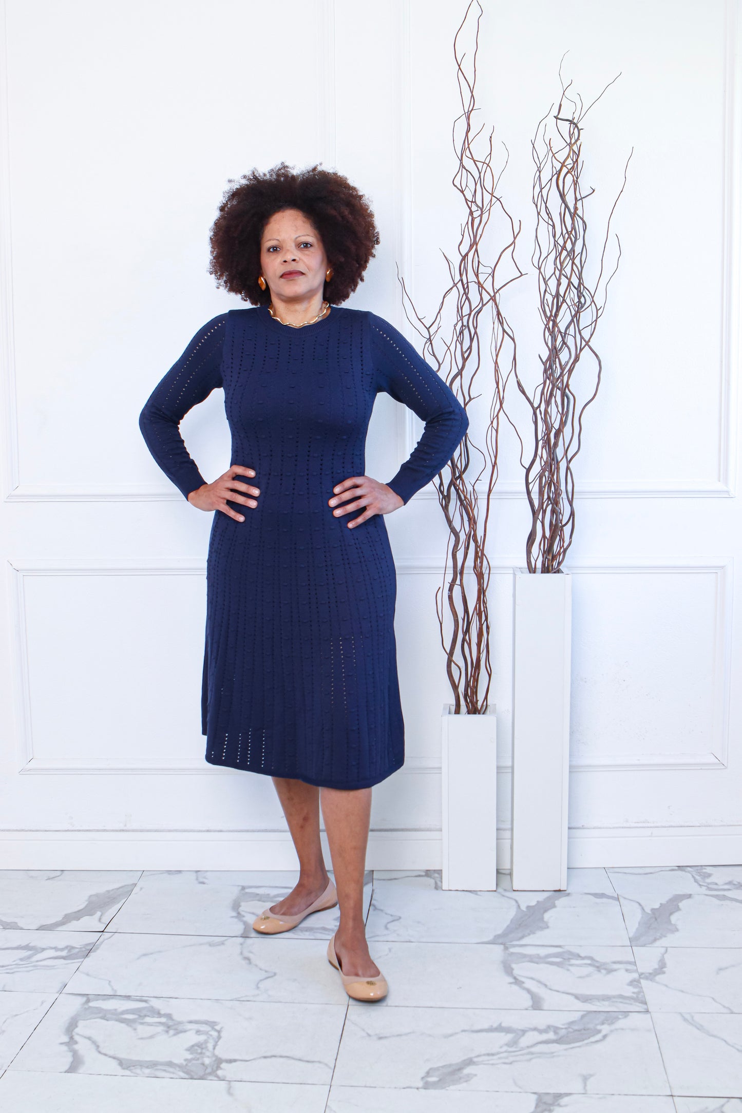 Sleeve Knit Midi Dress