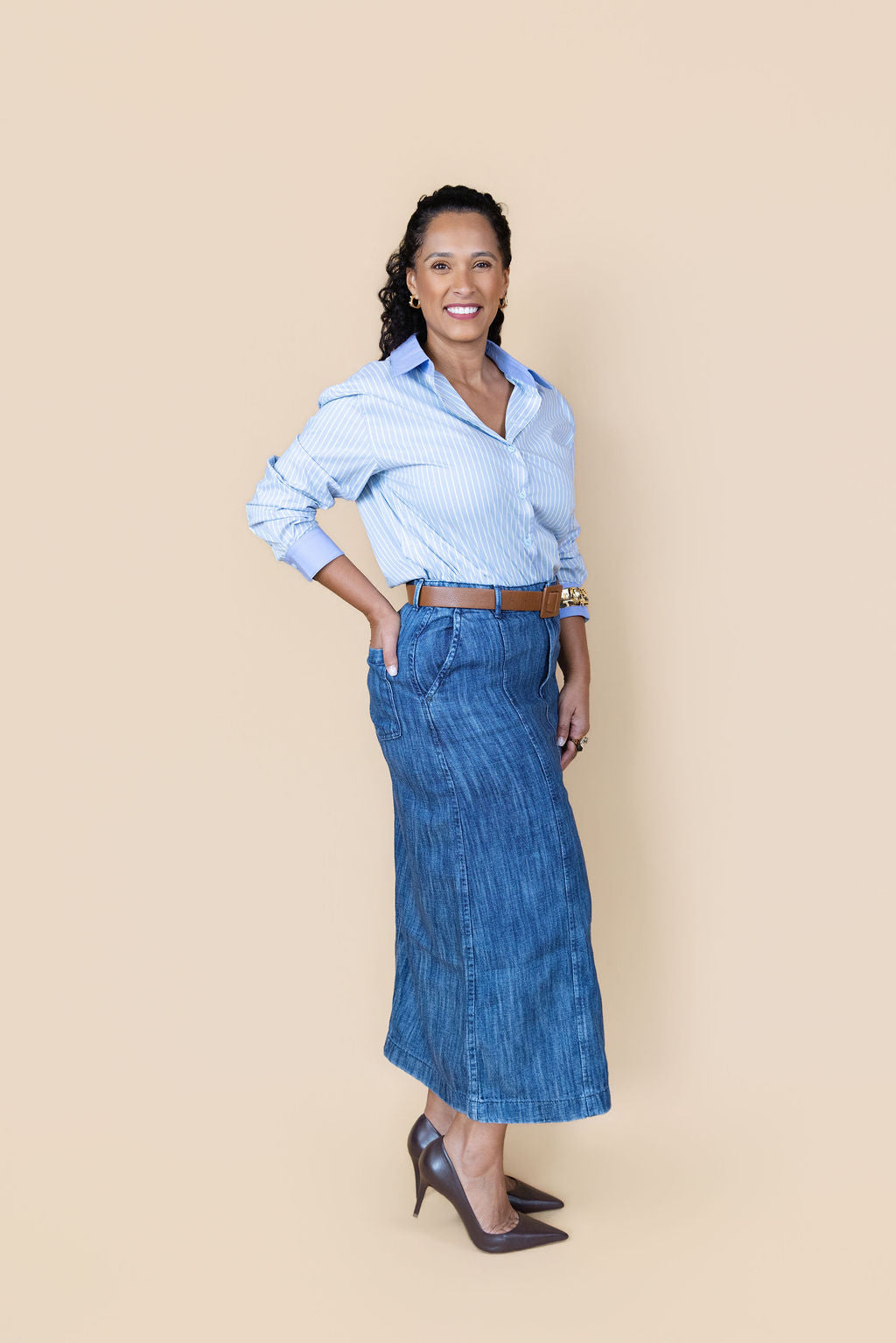 Sienna Denim Midi Skirt