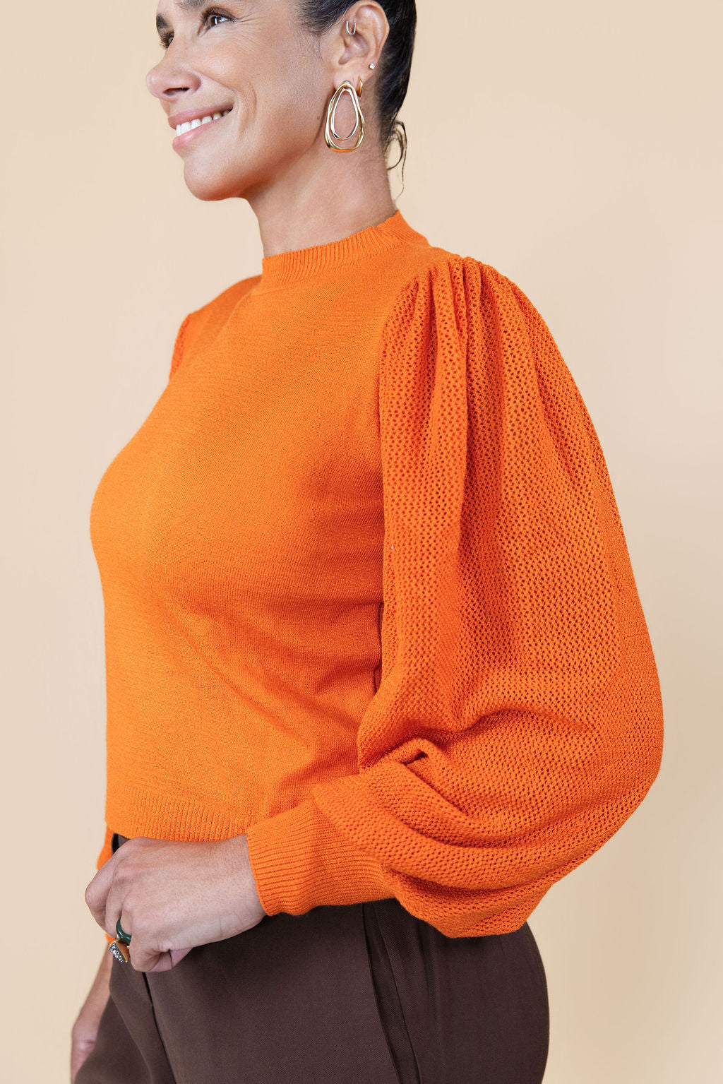 Sunset Puff Sleeve Knit Top