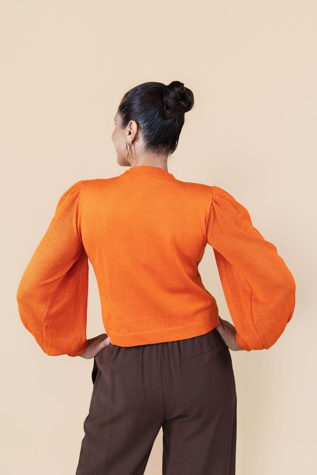 Sunset Puff Sleeve Knit Top