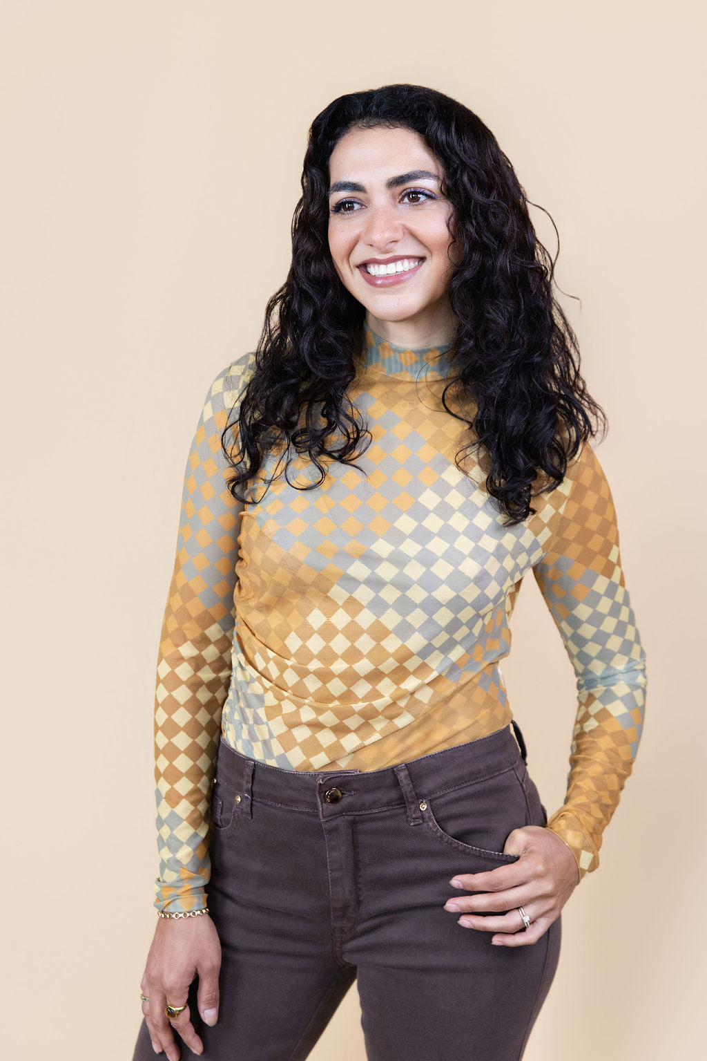 Golden Mosaic Mesh Top