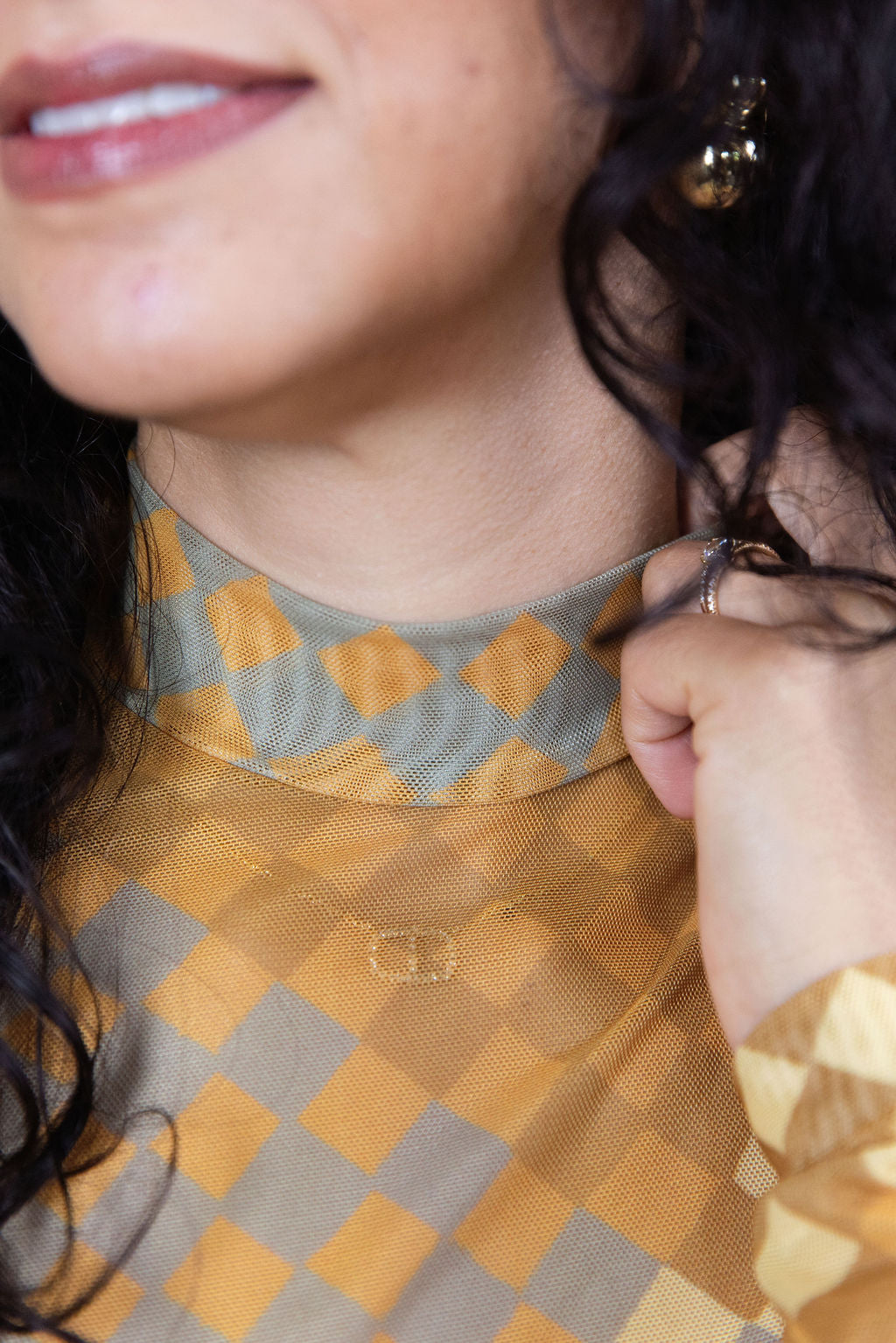 Golden Mosaic Mesh Top