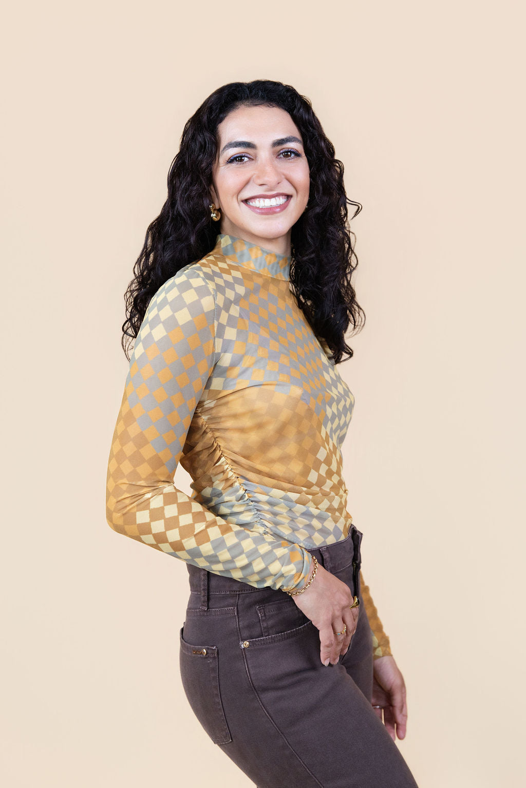 Golden Mosaic Mesh Top