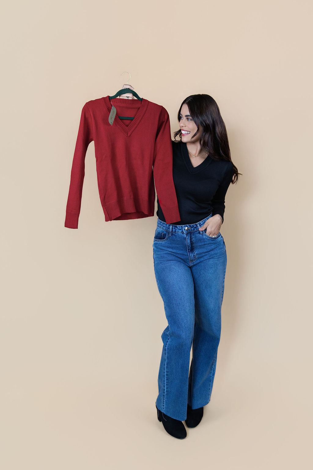 Carol V-Neck Knit Sweater