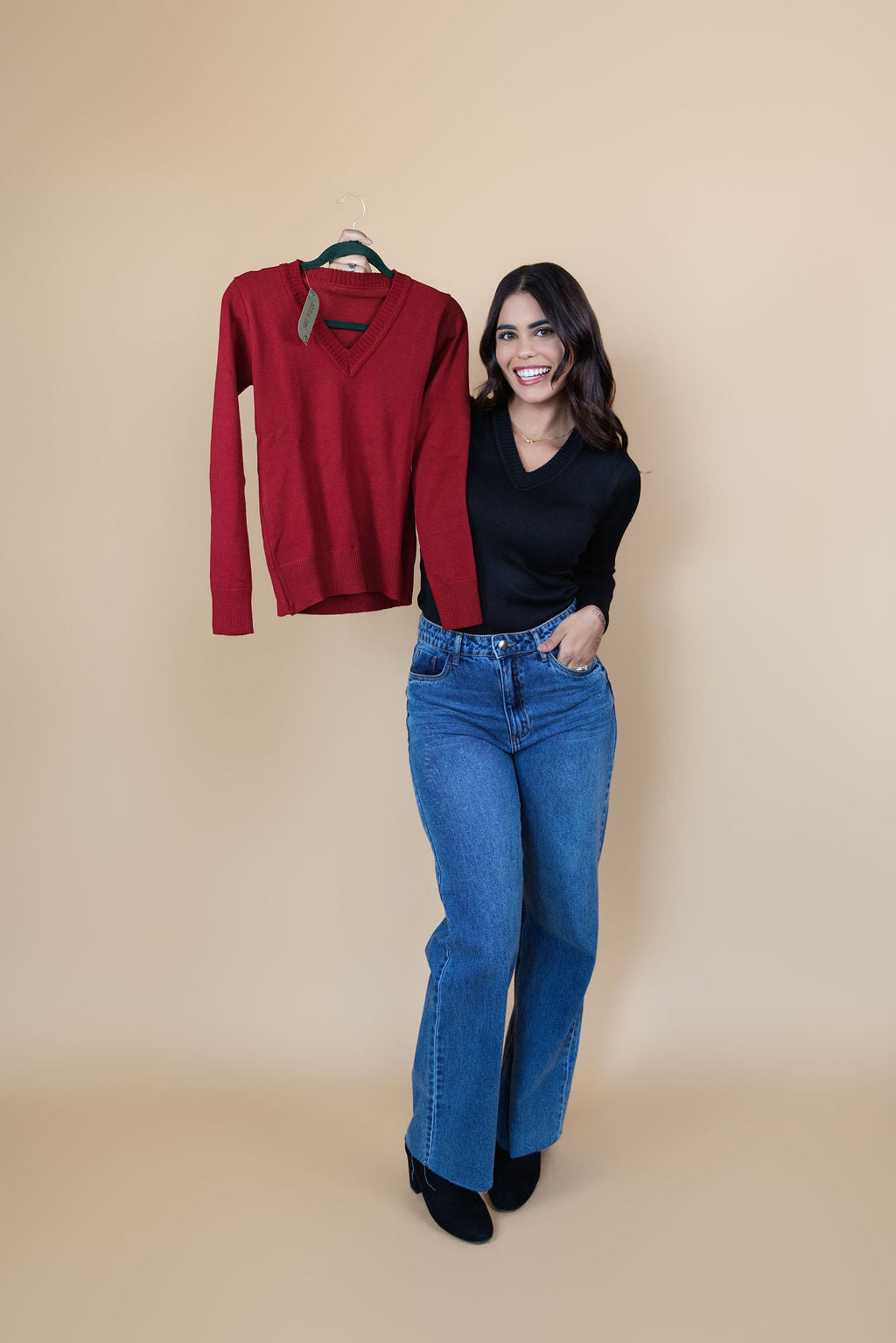Carol V-Neck Knit Sweater