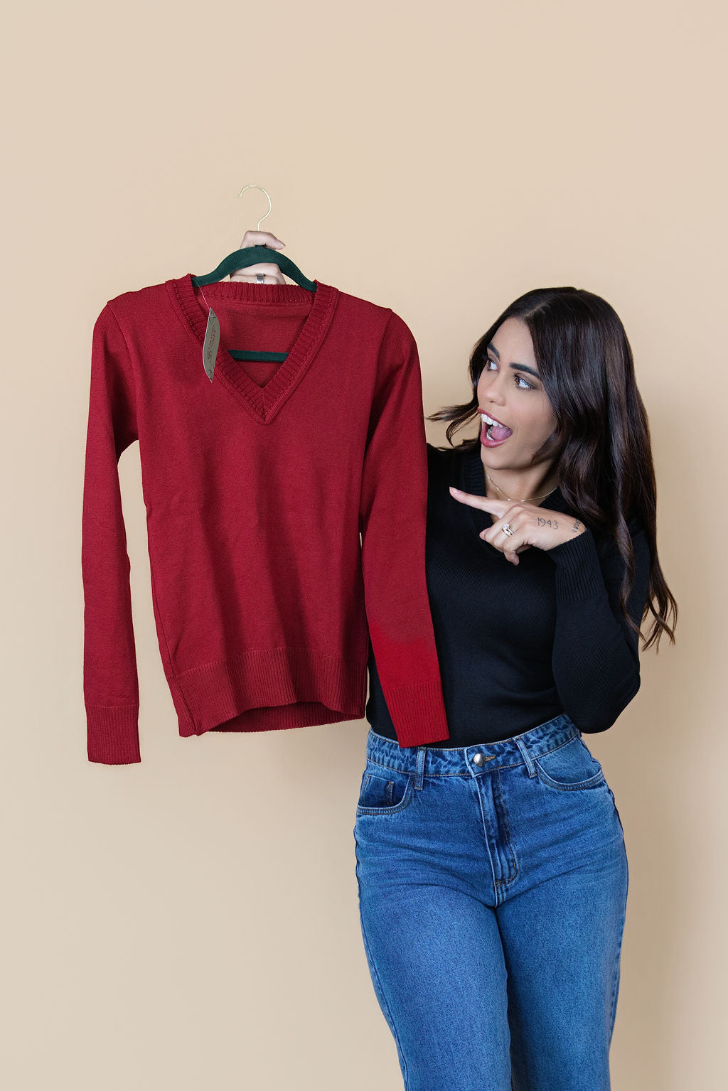 Carol V-Neck Knit Sweater