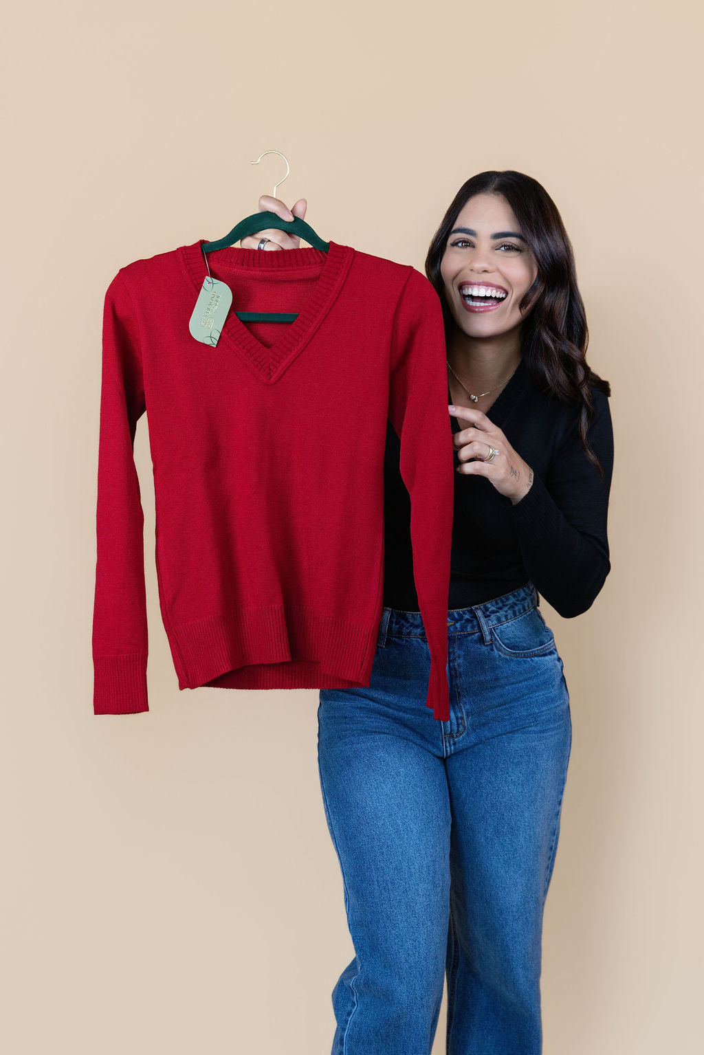 Carol V-Neck Knit Sweater