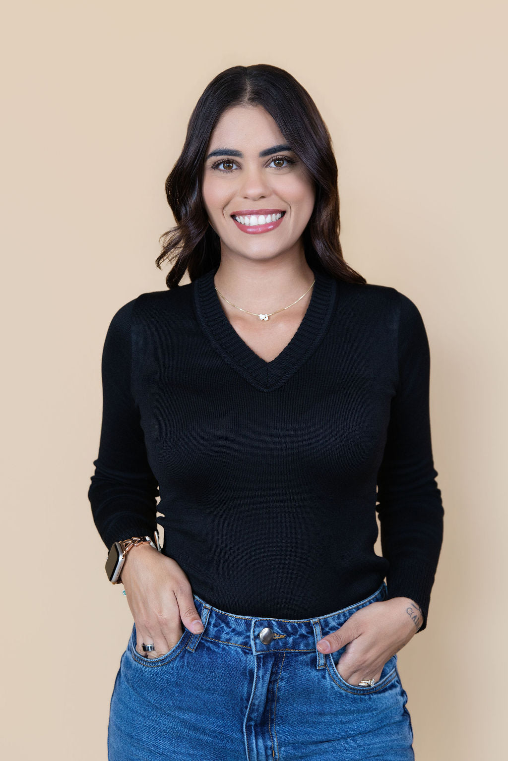Carol V-Neck Knit Sweater