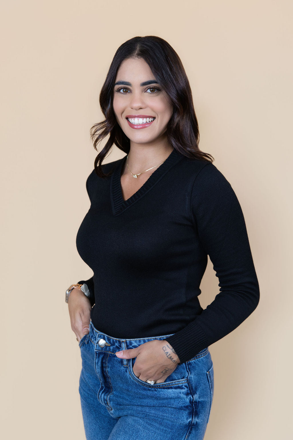 Carol V-Neck Knit Sweater