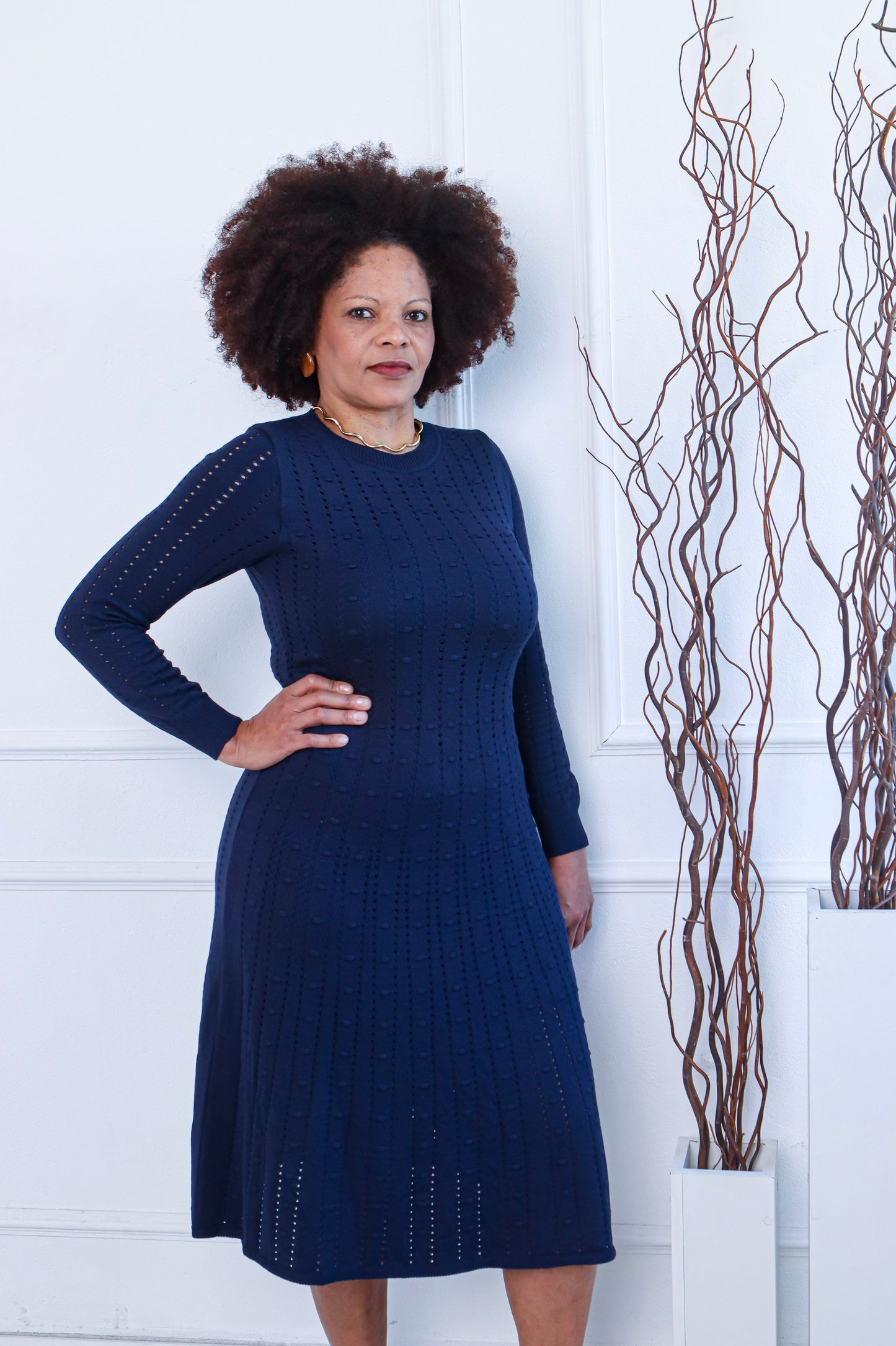 Sleeve Knit Midi Dress