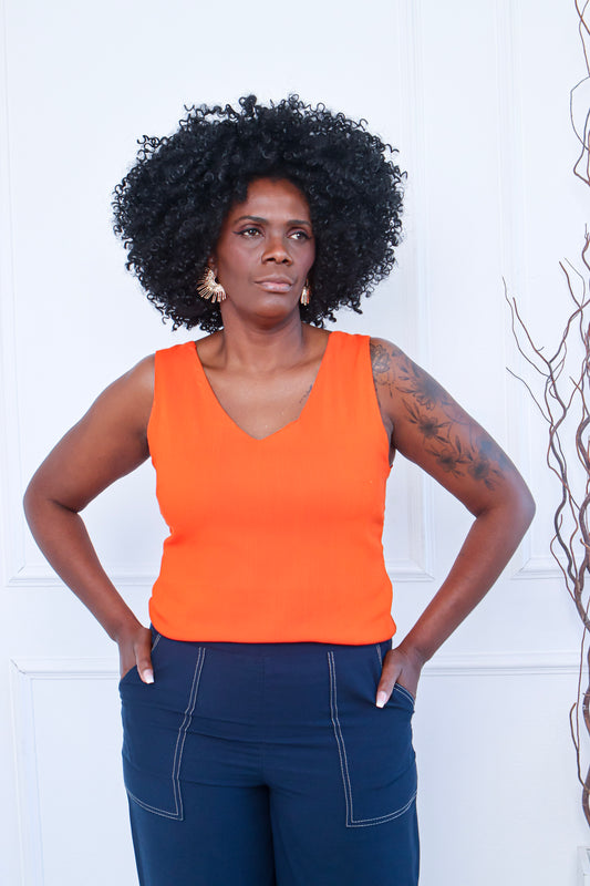 V-Neck Sleeveless Top – Vibrant Elegance
