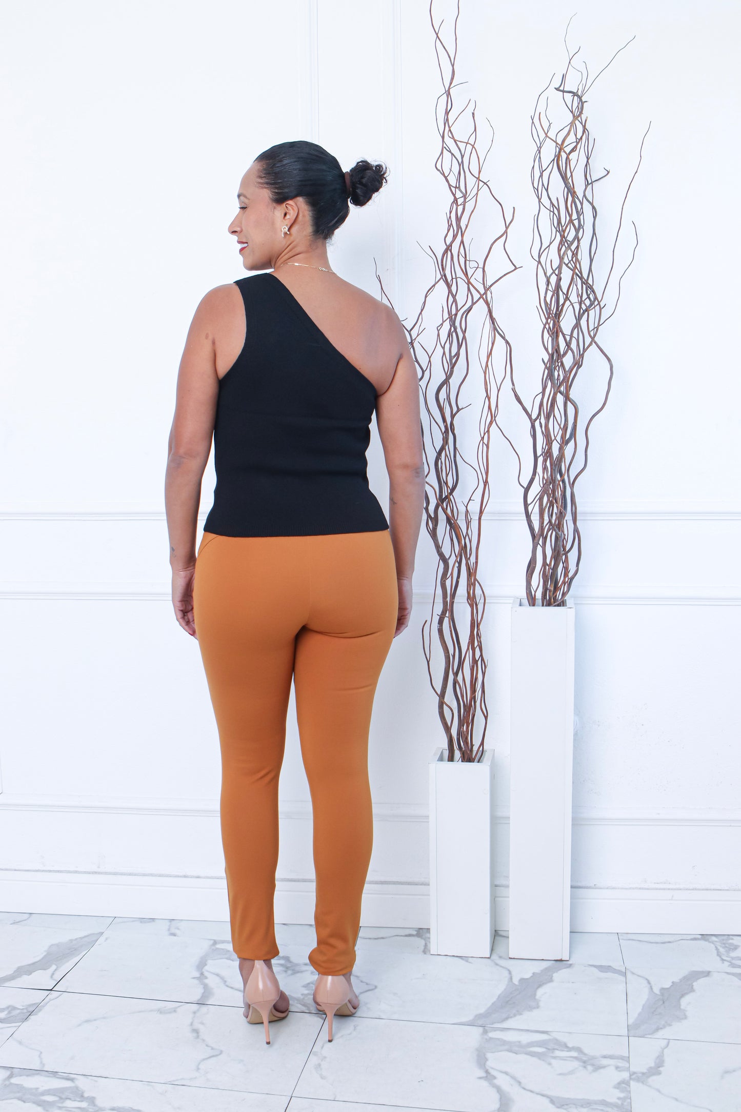 High-Compression Skinny Pants with Side & Ankle Zipper