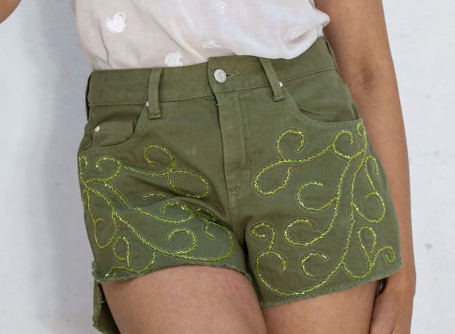 Botanical Denim Shorts