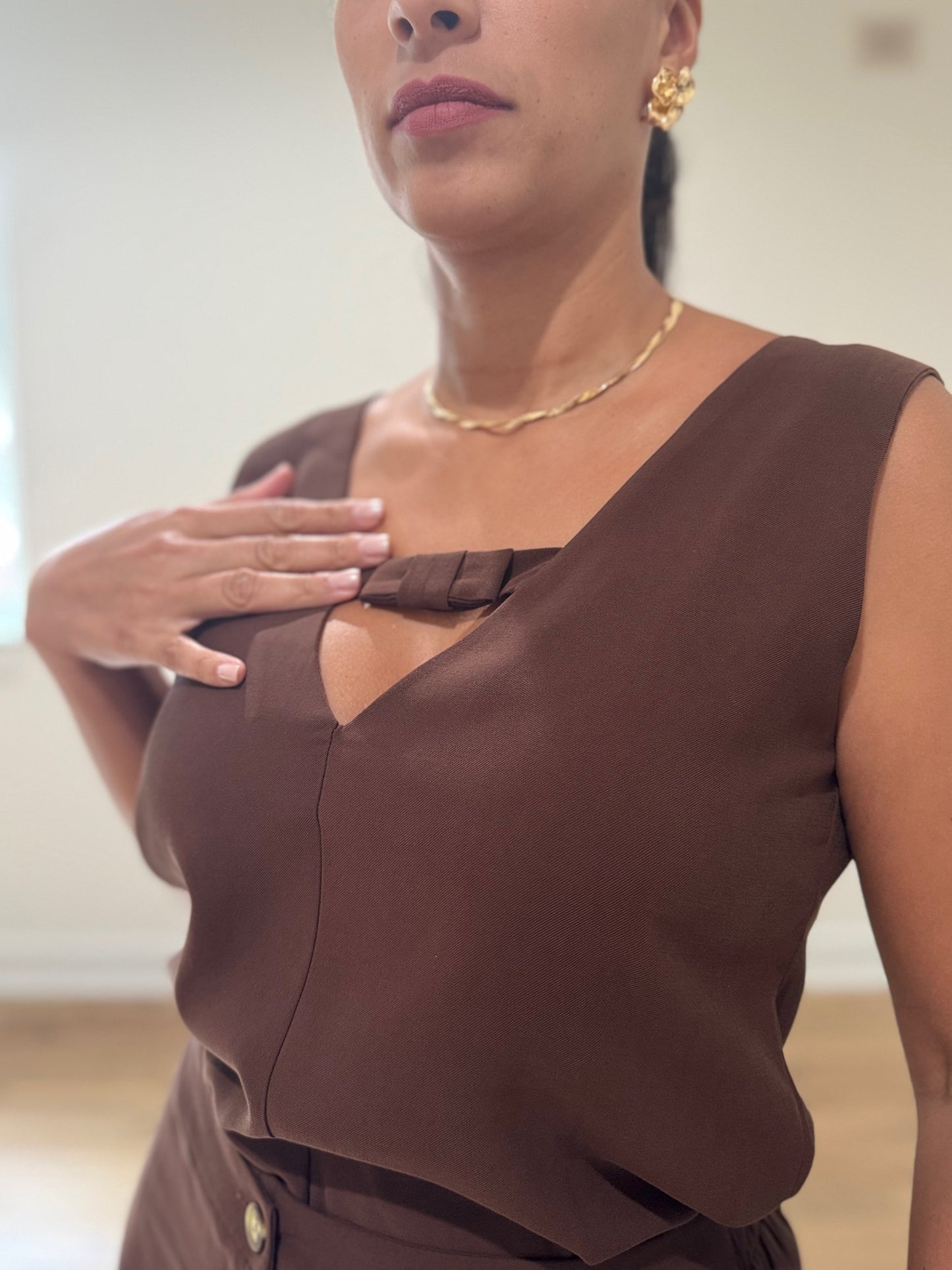 Elegance Pleated Keyhole Blouse