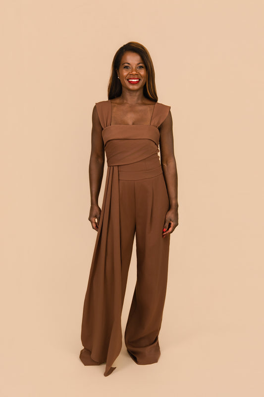 Mocha Elegance Wide-Leg Jumpsuit Tufi Duek