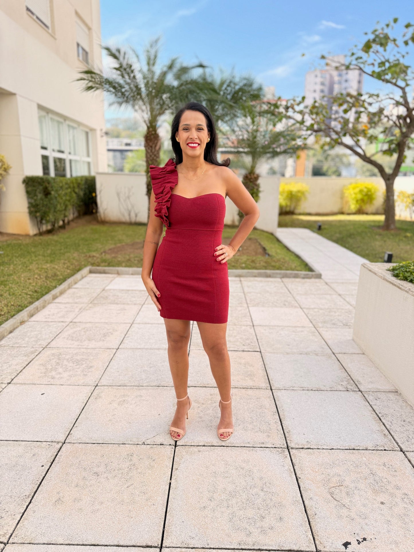 Ruffle One-Shoulder Dress