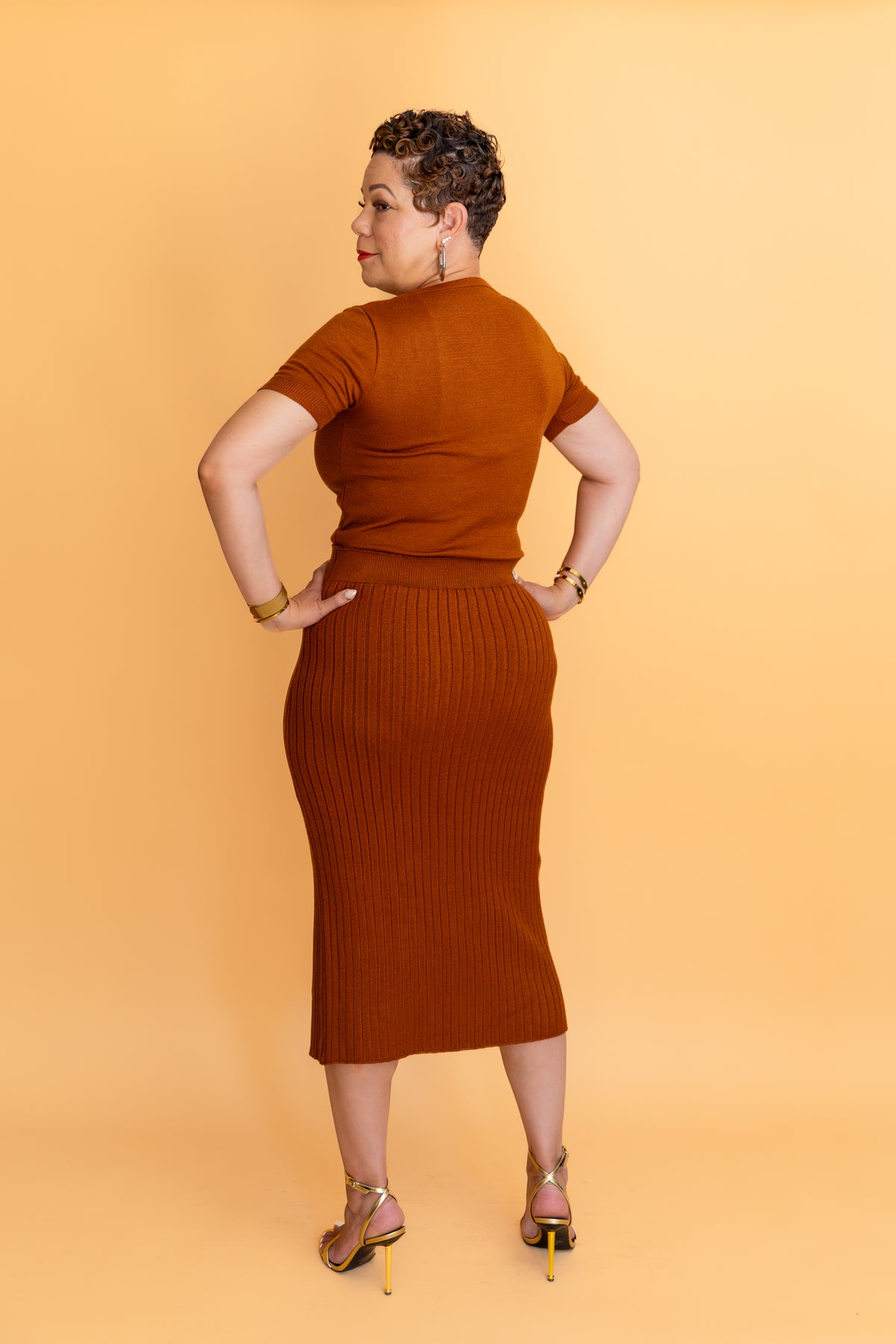 Tani Sculpted Ribbed Midi Skirt