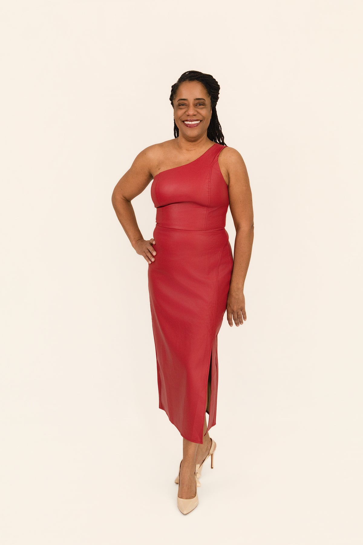 Scarlet One-Shoulder EcoLeather Dress