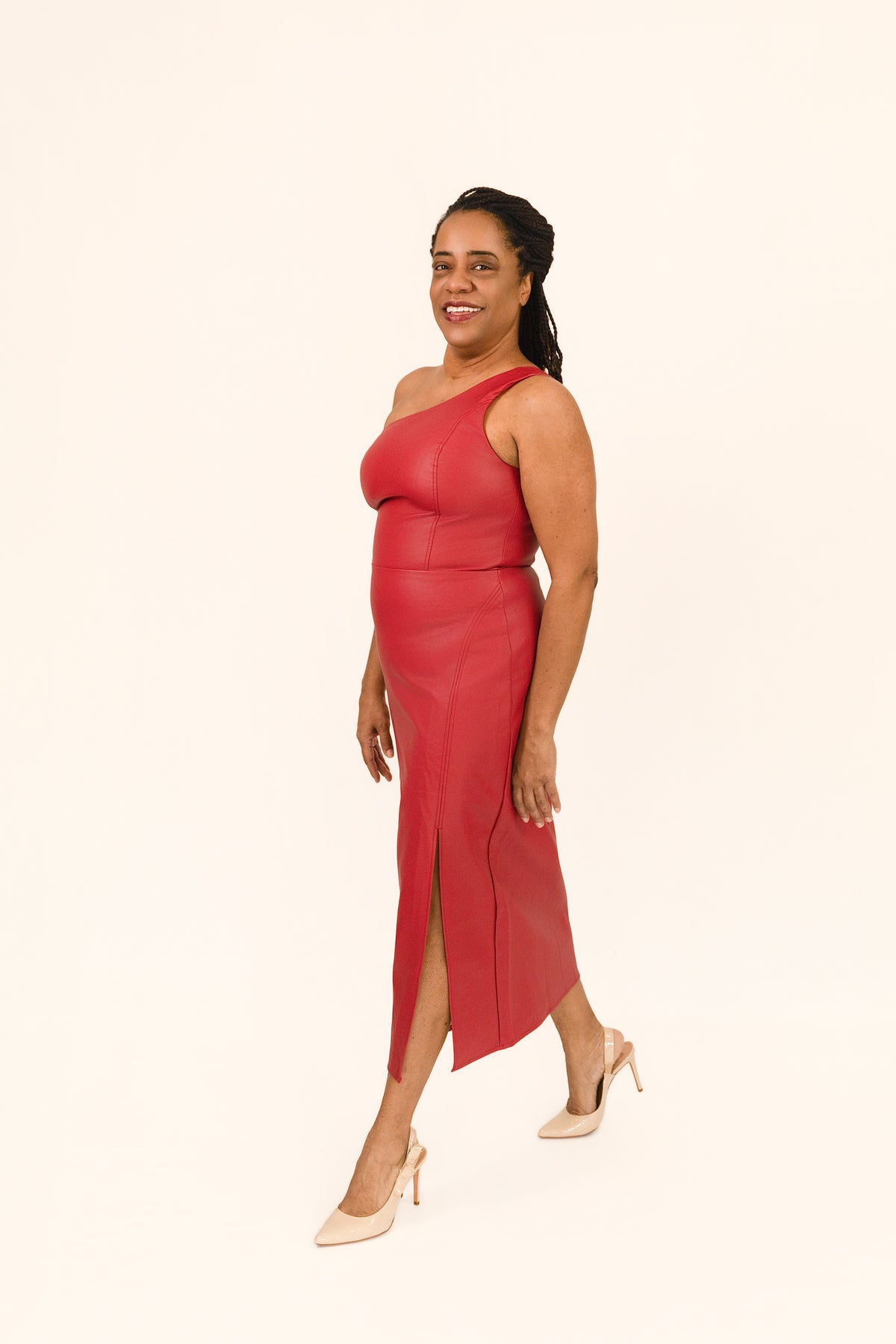 Scarlet One-Shoulder EcoLeather Dress