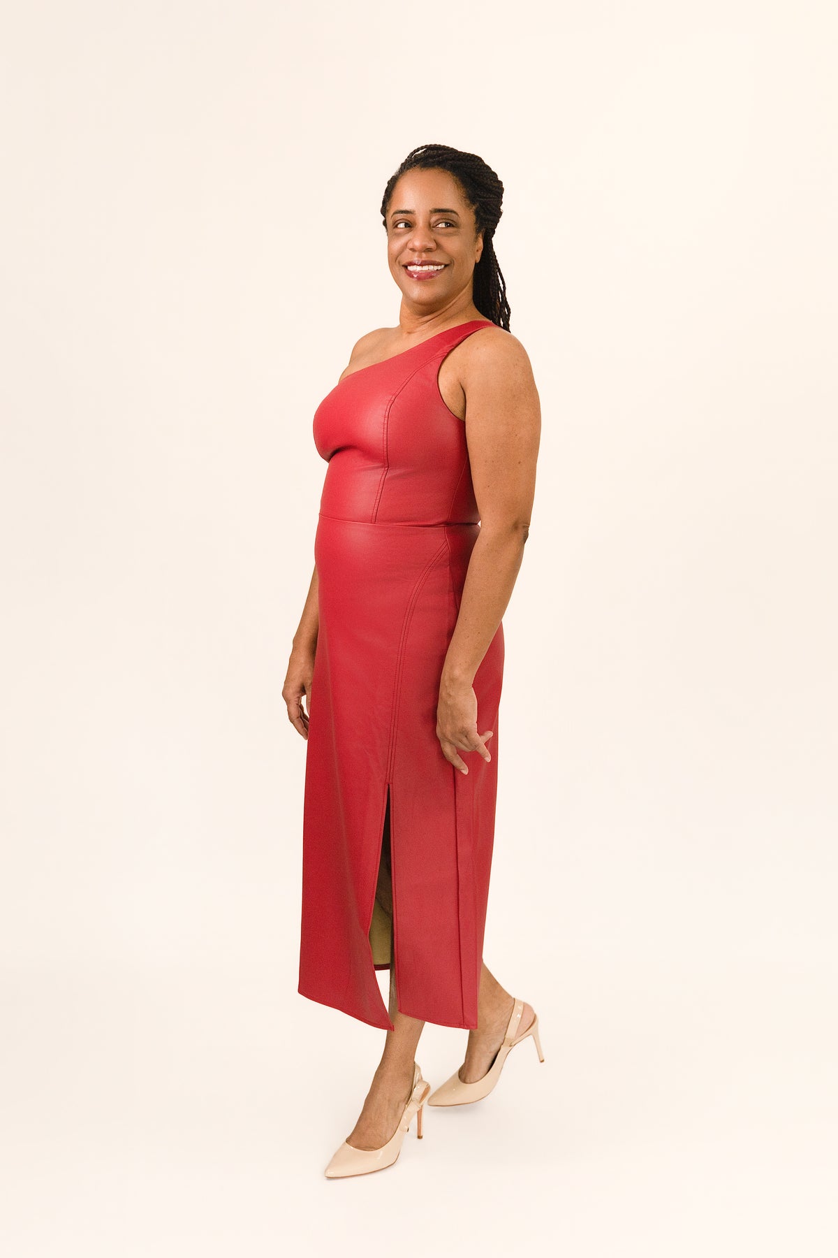 Scarlet One-Shoulder EcoLeather Dress