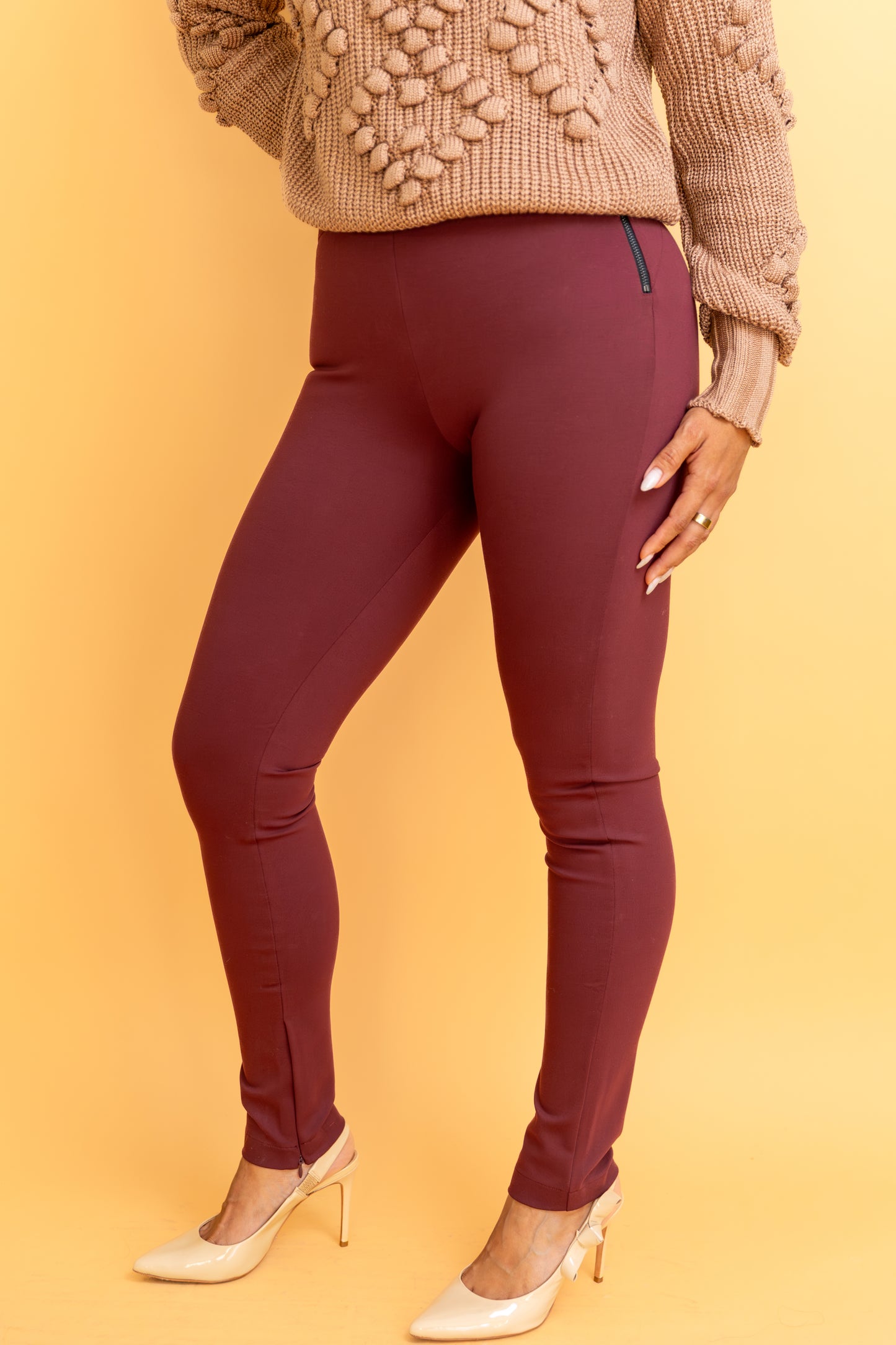 High-Compression Skinny Pants with Side & Ankle Zipper