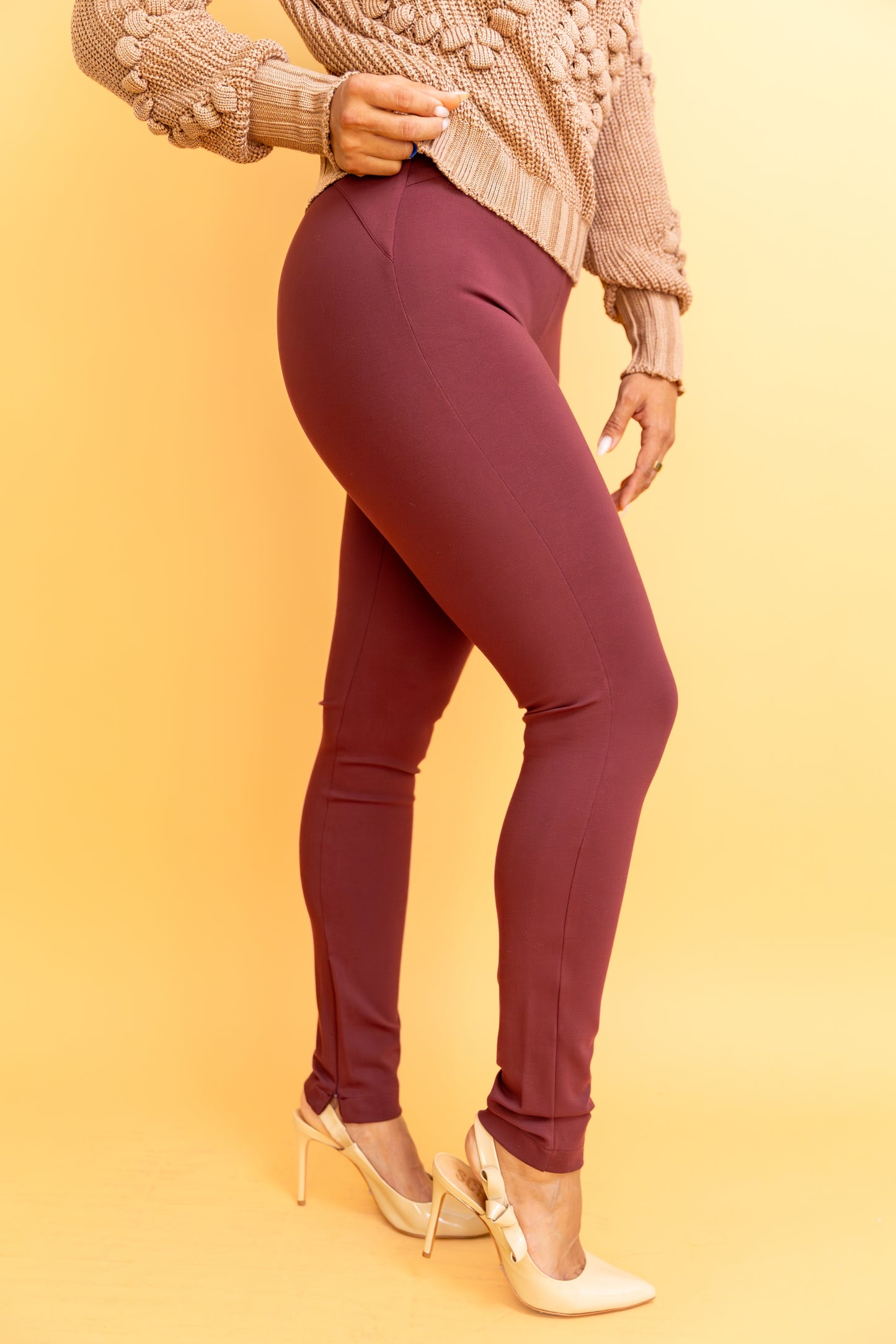 High-Compression Skinny Pants with Side & Ankle Zipper