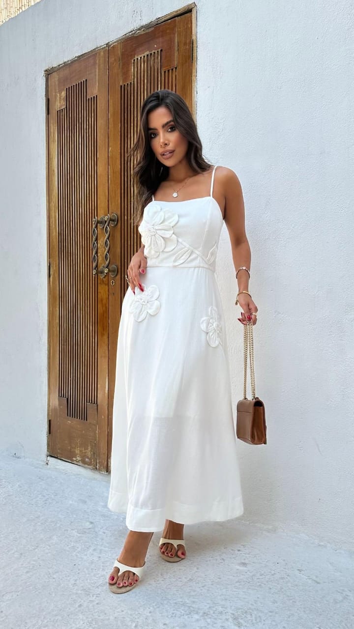 Floral Appliqué Midi Dress – FAD