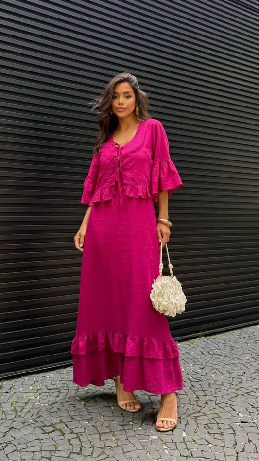 Ruffle Linen Blouse and Dress