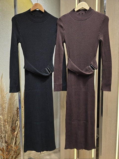 Belted Knit Midi Dress