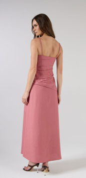 Rosé Aura Ruched Midi Dress