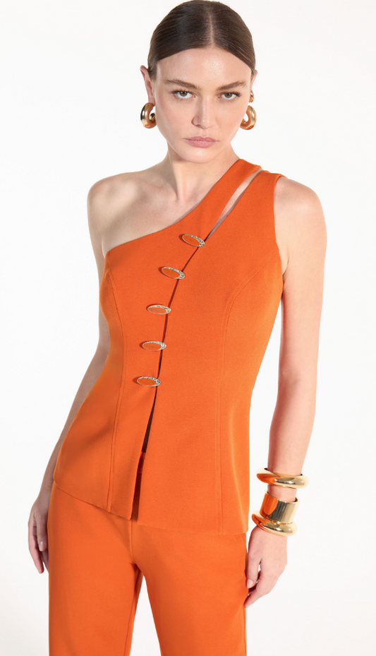 Aura Solar Asymmetric Tailored Set with Metallic Hardware - Sunset Orange