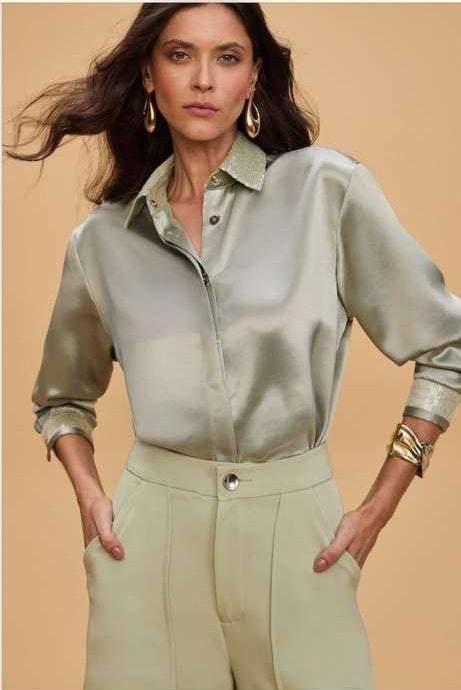 Sage Satin Shirt