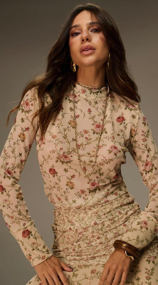 Vintage Bloom Tailored Set (Blouse and  Pants)