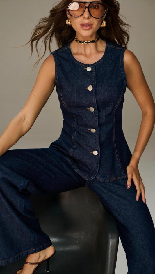 Indigo Sculpt Denim Vest
