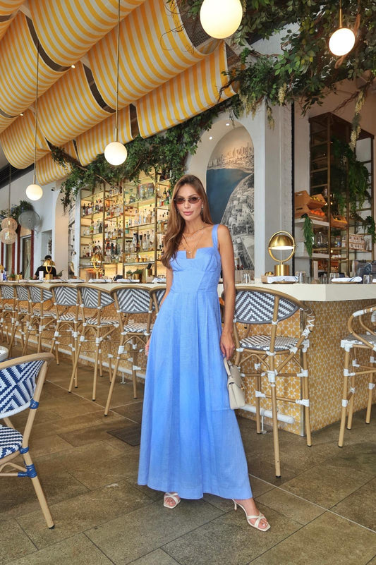 Blue Sky Linen Maxi Dress