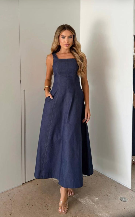 Charlotte Denim Maxi Dress