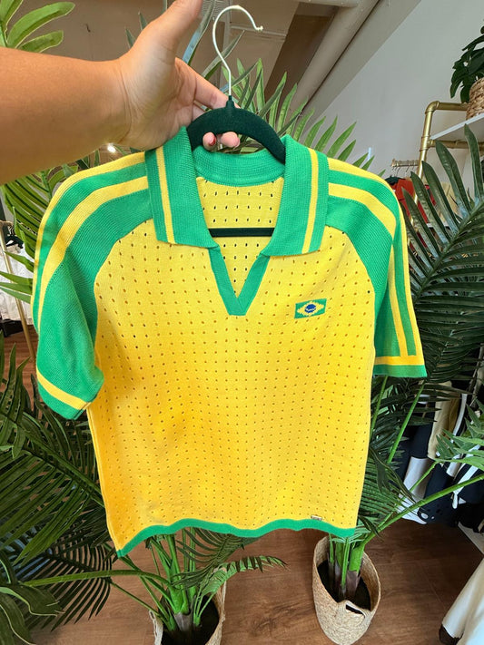 Brasil Polo Knit Top – Yellow