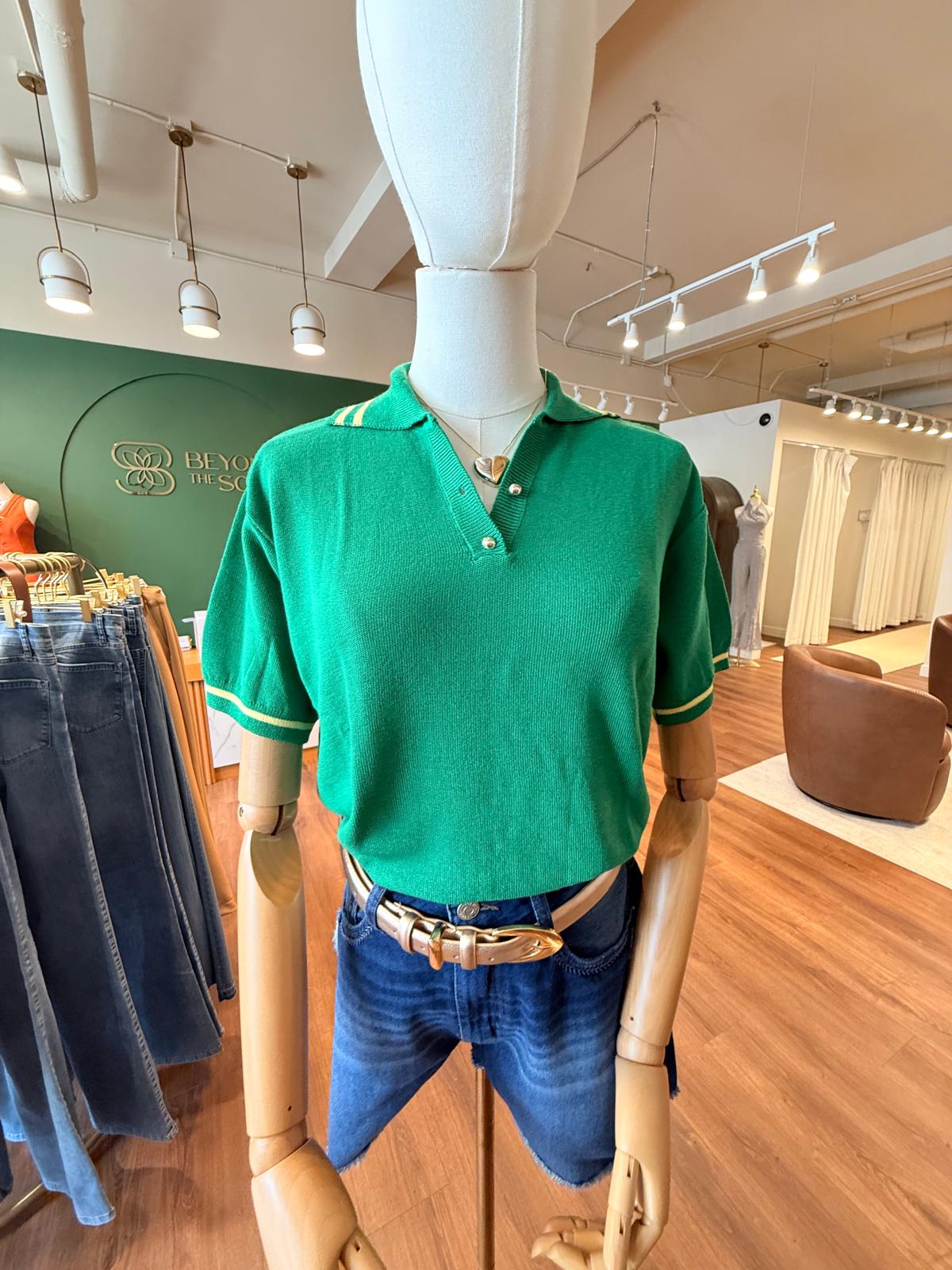 Modal Polo Top – Emerald Green