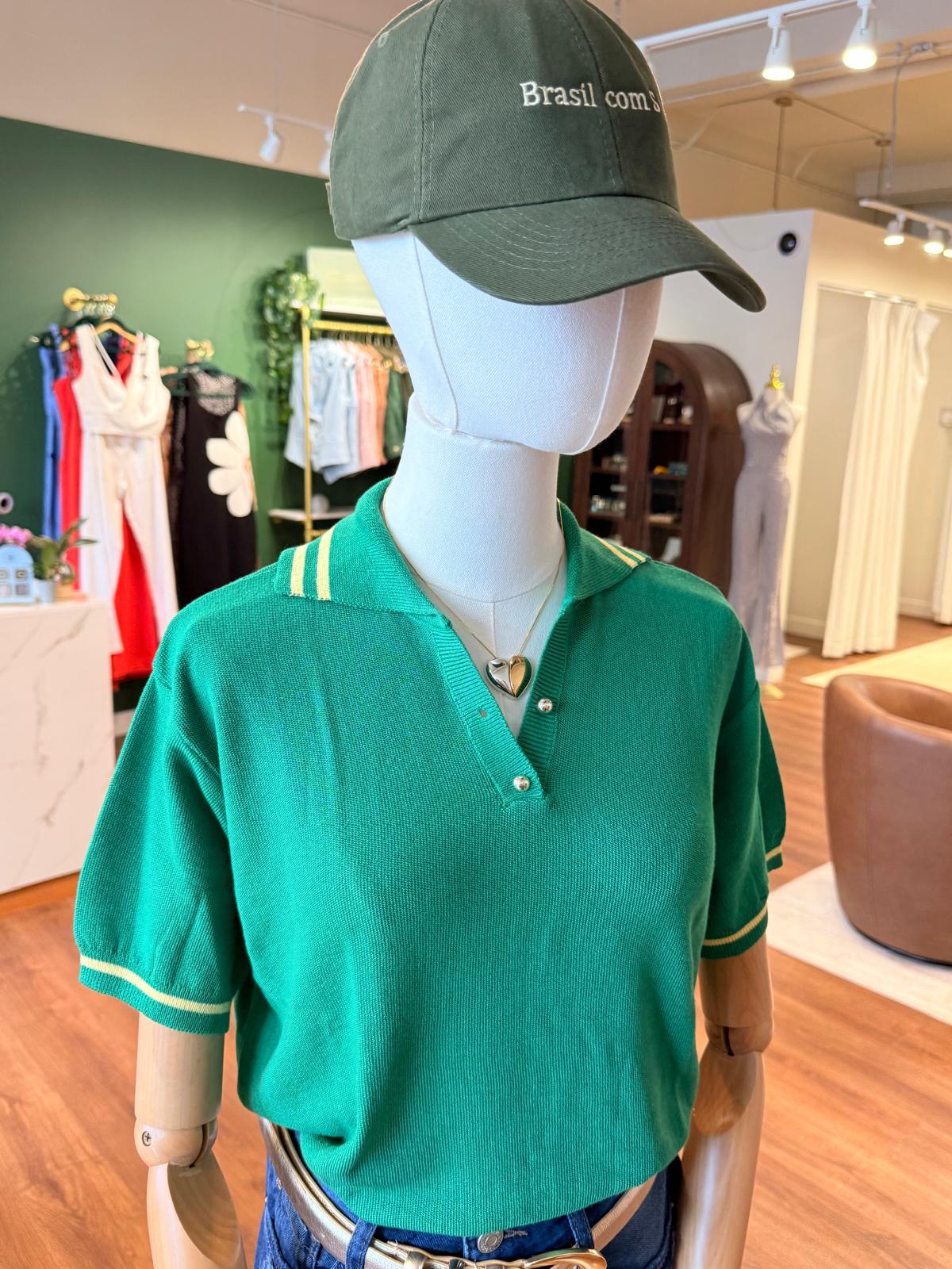 Modal Polo Top – Emerald Green
