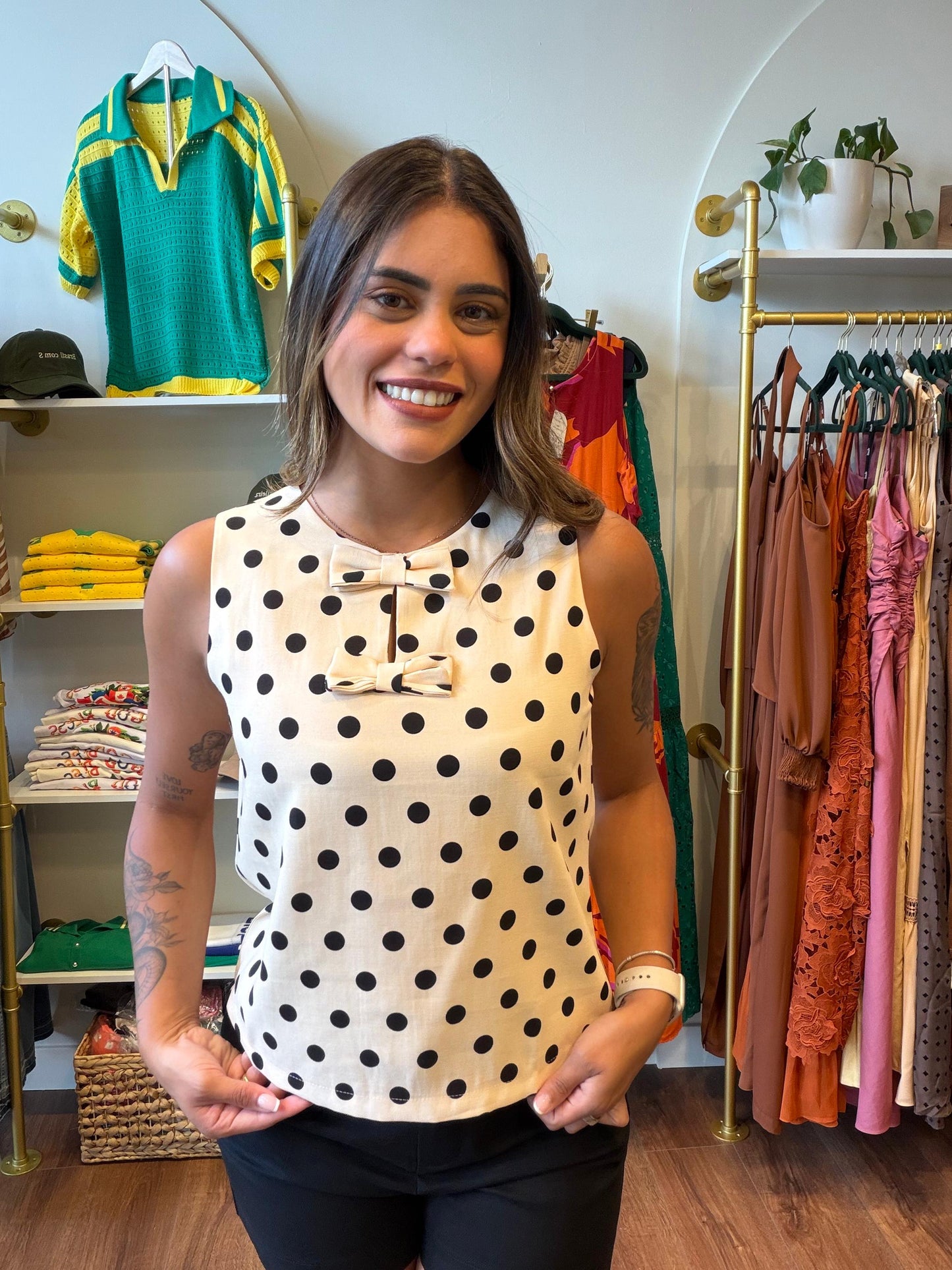 Vicky Polka Dot Bow Blouse
