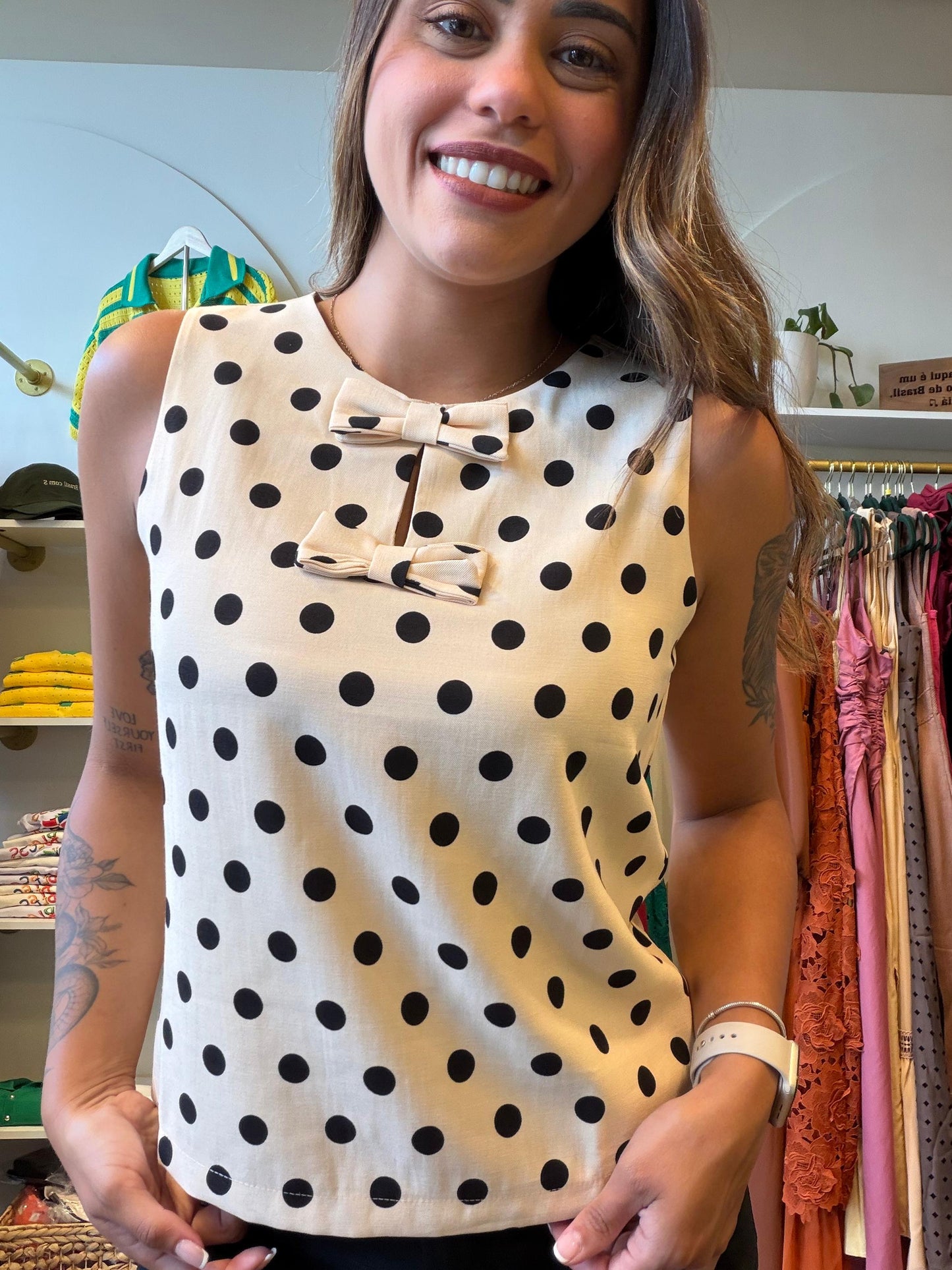 Vicky Polka Dot Bow Blouse