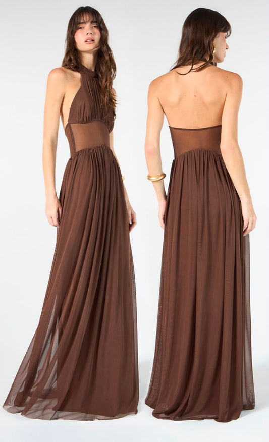 Cocoa Breeze Mesh Gown