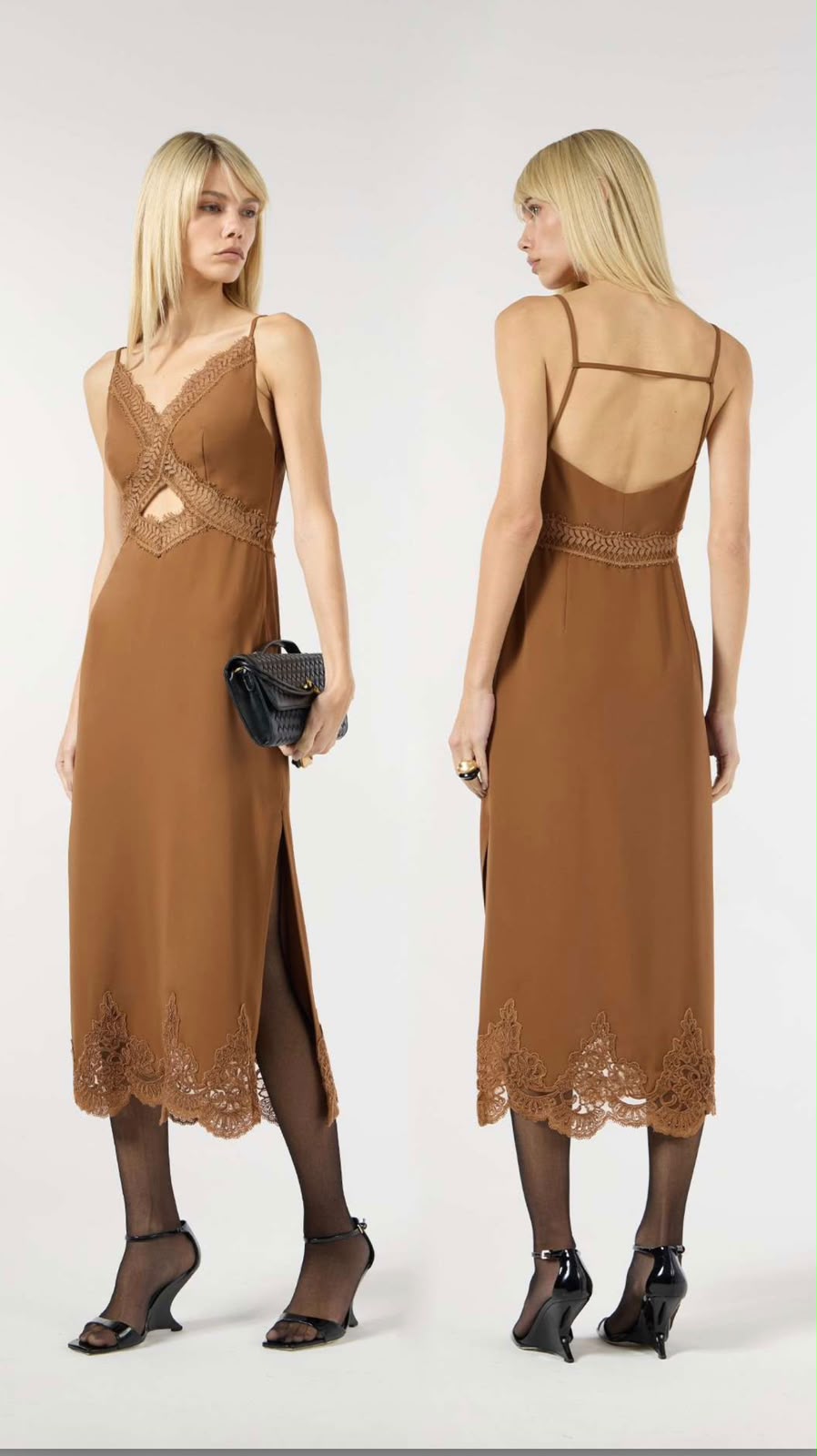 Caramel Lace Slip Dress