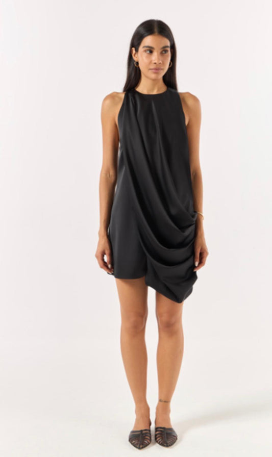 Angelina Noir Drape Mini Dress