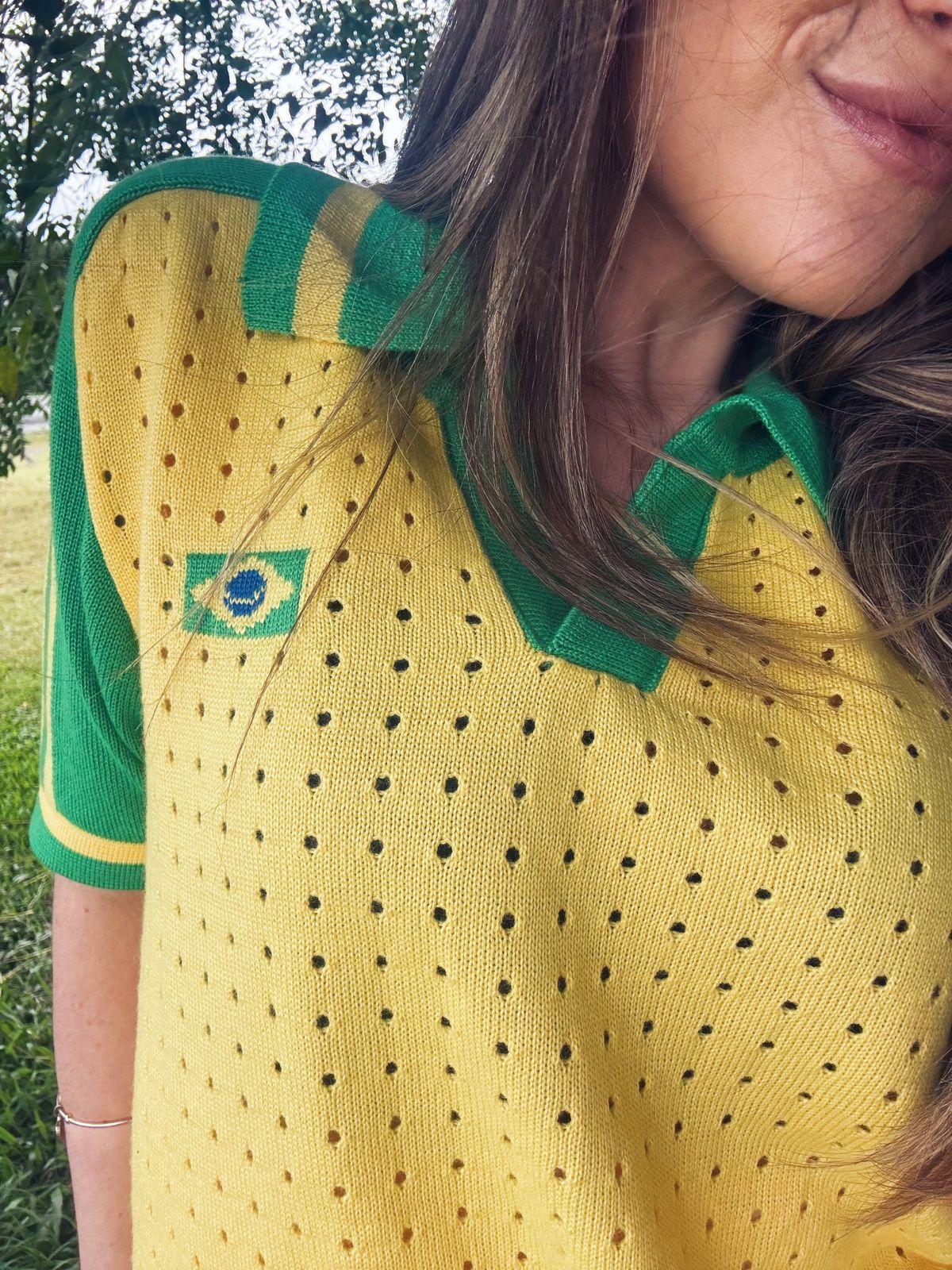 Brasil Polo Knit Top – Yellow